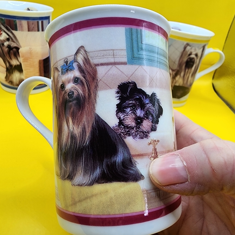 5 Danbury Mint Elegant Yorkies Porcelain Collector Mugs Lot - Great Condition - Picture 7 of 16